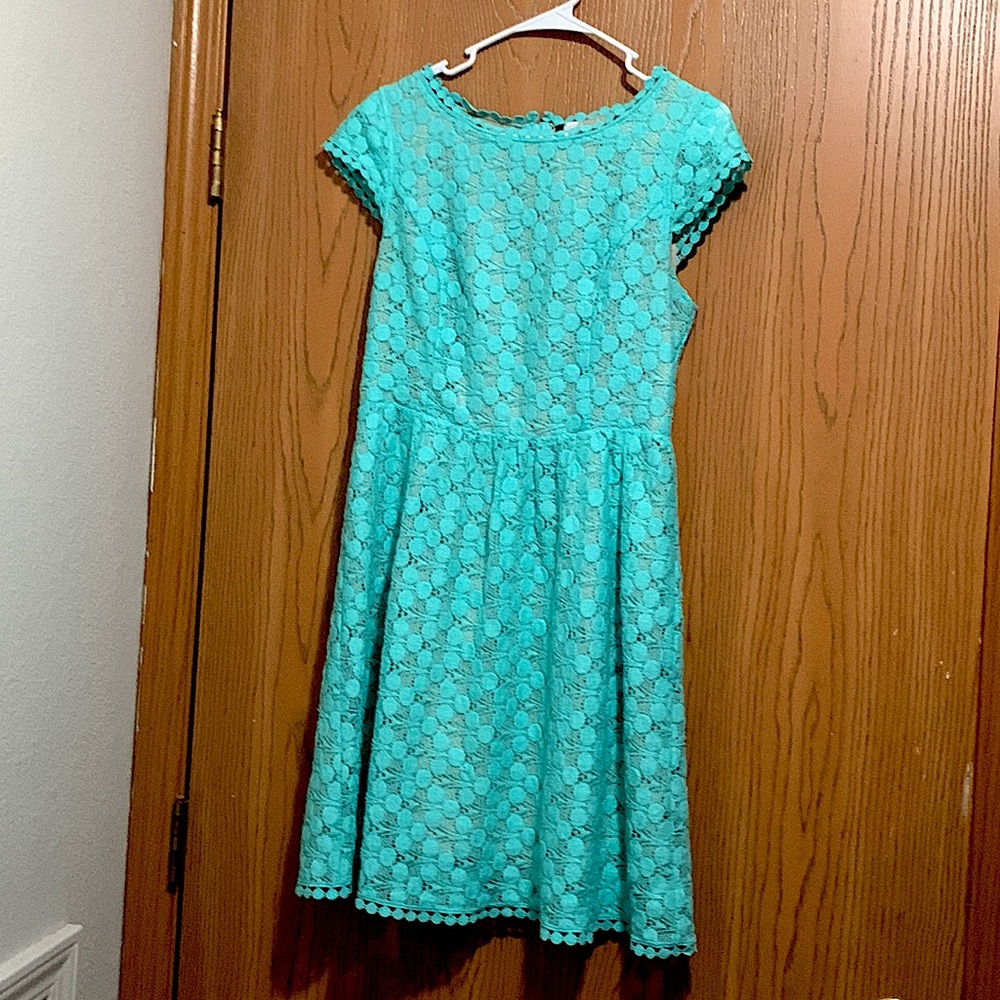 Turquoise Blue Polka Dot Dress